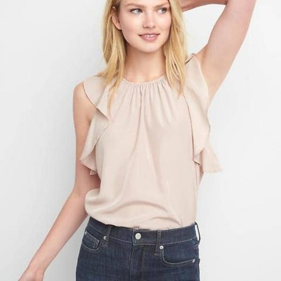 GAP Tops - Gap Blush Shirred Ruffle Top
